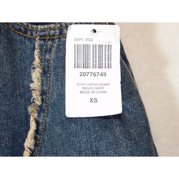Hot Topic Skirt Juniors XS Social Collision Frayed Star Denim Maxi Pockets‎ NWT - Picture 5 of 10
